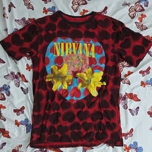 NIRVANA Red and Yellow Short Sleeve Tee